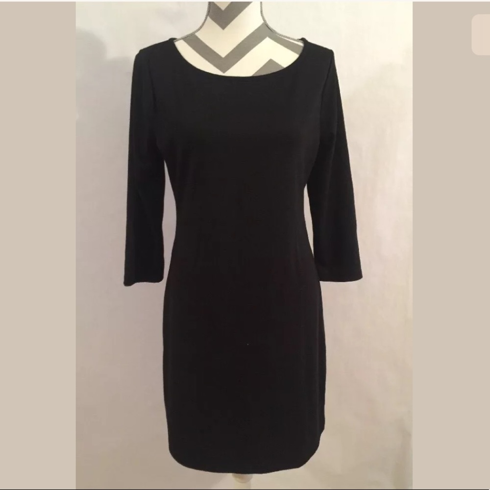 Old Navy Dress Black Stretch Knit 3/4 Sleeves M